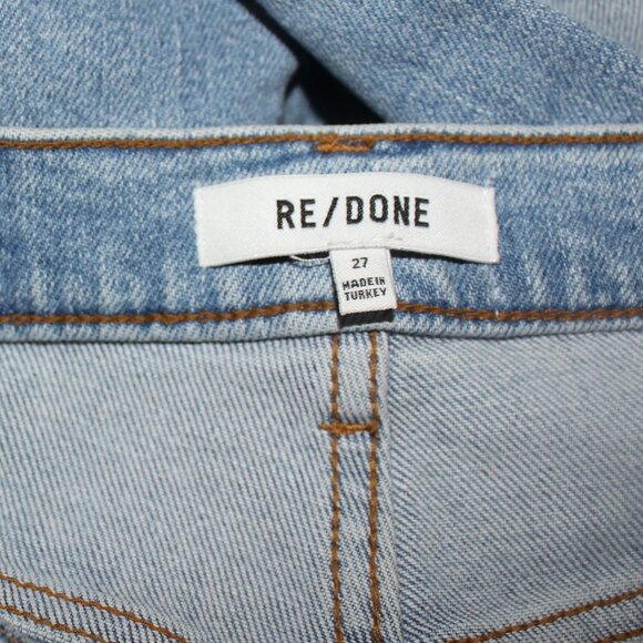 Re/done Comfort Stretch High Rise Stove Pipe sanded blue skinny jeans size 27 - Picture 5 of 9